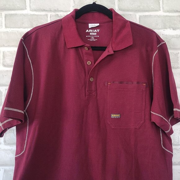 Ariat Rebar Workman Polo Shirt Workwear Men Large Tall - Picture 3 of 9